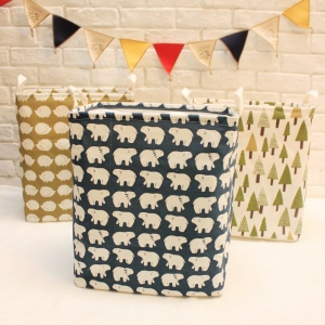 Medvilninė daiktadėžė "Stilingosios meškos" (40 x 35 x 25 cm)