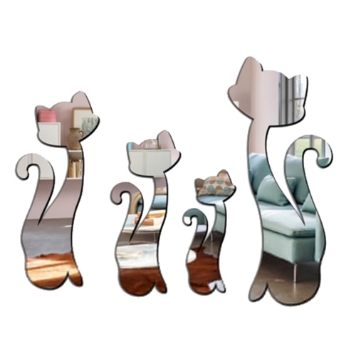 Veidrodiniai lipdukai "Nuostabieji katinai 3" (4 vnt)