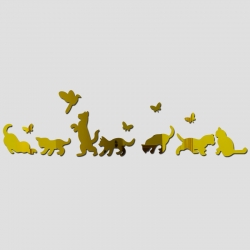 Veidrodiniai lipdukai "Nuostabieji auksiniai katinai" (10 vnt)