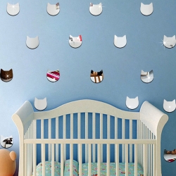 Veidrodiniai lipdukai "Nuostabieji sidabriniai katinai 2" (24 vnt)