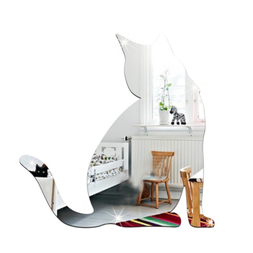 Veidrodinis lipdukas "Nuostabusis sidabrinis katinas" (28 x 28 cm)