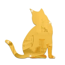 Veidrodinis lipdukas "Nuostabusis auksinis katinas" (28 x 28 cm)