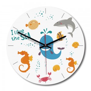 Sieninis laikrodis "Aš myliu jūrą" (28 x 28 cm, medinis)
