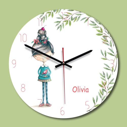 Sieninis laikrodis "Mylimoji Olivija" (28 x 28 cm, medinis)