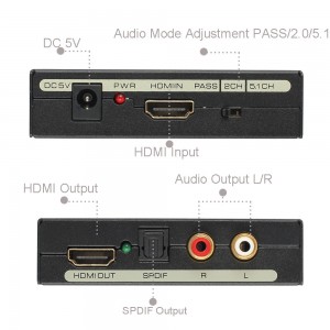 HDMI į HDMI ir SPDIF + RCA audio keitiklis (3D 4K 2160P)
