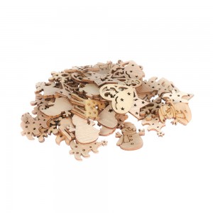 Medinės figūrėlės "Kalėdų šventės džiaugsmas" (50 vnt., 30x30 mm)