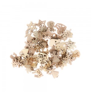 Medinės figūrėlės "Kalėdų šventės džiaugsmas" (50 vnt., 30x30 mm)