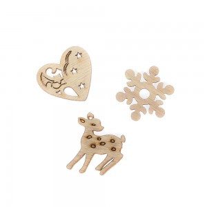 Medinės figūrėlės "Kalėdų šventės džiaugsmas" (50 vnt., 30x30 mm)