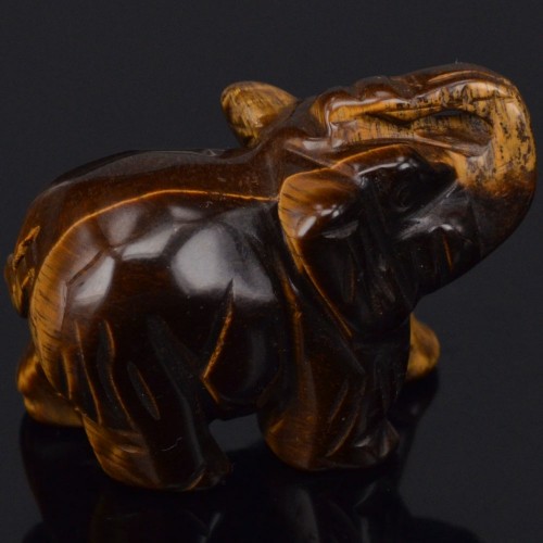 Figūrėlė "Drambliukas" (kvarcas "geltonoji tigro akis", 5 cm)