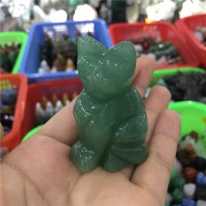 Figūrėlė "Žaliasis reiki katinas" (avanturinas, 5 cm)