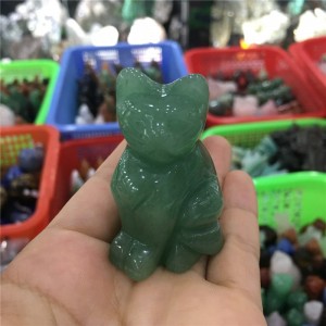 Figūrėlė "Žaliasis reiki katinas" (avanturinas, 5 cm)