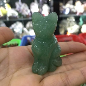Figūrėlė "Žaliasis reiki katinas" (avanturinas, 5 cm)