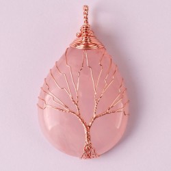 Pakabukas "Laimės medis 4" (rožinis kvarcas)