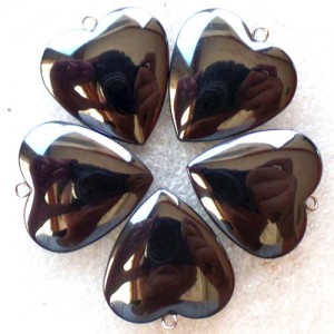 Pakabukas "Juodosios širdelės" (5 vnt, 26 x 6 mm)