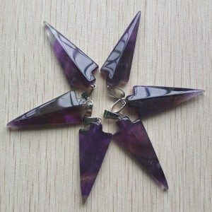 Pakabukas "Violetinė švytuoklė" (ametistas, plienas, 45 mm x 17 mm x 7 mm)