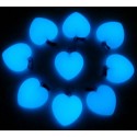 Pakabukai "Mėlynosios šviečiančios širdelės" (24 vnt, 20 x 20 mm)