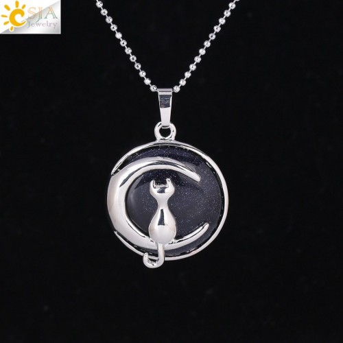 Pakabukas "Medalionas su katinuku 3" (45 cm, 3.8 x 2.7 cm)