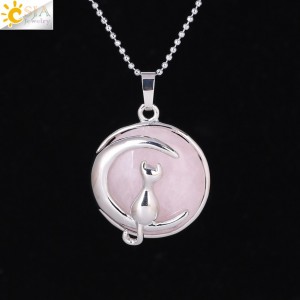 Pakabukas "Medalionas su katinuku 8" (45 cm, 3.8 x 2.7 cm)