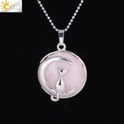 Pakabukas "Medalionas su katinuku 8" (45 cm, 3.8 x 2.7 cm)