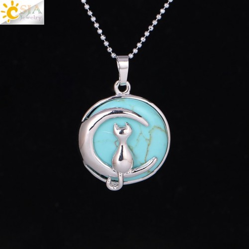 Pakabukas "Medalionas su katinuku 11" (45 cm, 3.8 x 2.7 cm)