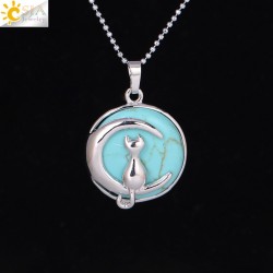 Pakabukas "Medalionas su katinuku 11" (45 cm, 3.8 x 2.7 cm)