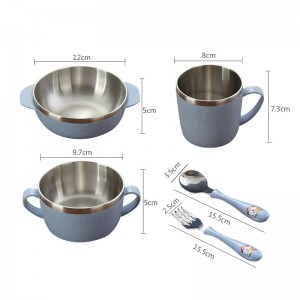 Vaikiškų indų rinkinys "Aukščiausia klasė" (nerūdijantis plienas, su apsaugomis)