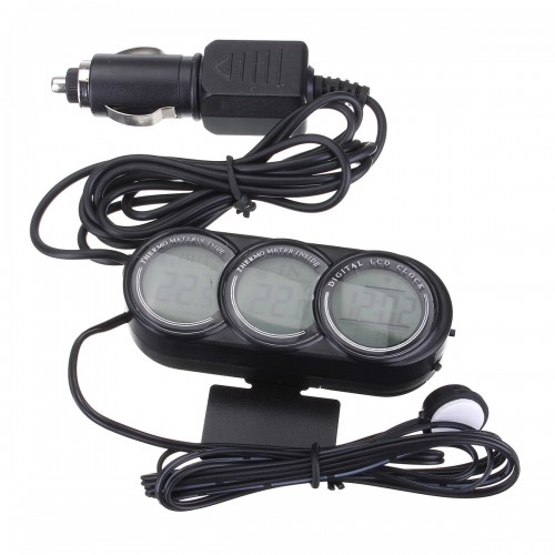 Automobilio LCD laikrodis - termometras "Snobas"