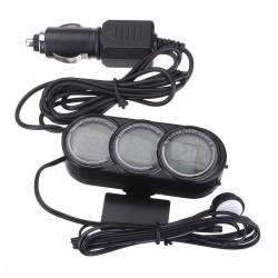 Automobilio LCD laikrodis - termometras "Snobas"