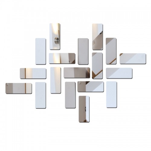 Veidrodiniai lipdukai "Sidabriniai stačiakampiai" (15 x 6 cm, 18 vnt.)