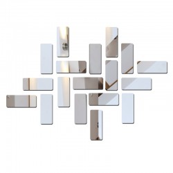 Veidrodiniai lipdukai "Sidabriniai stačiakampiai" (15 x 6 cm, 18 vnt.)