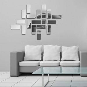 Veidrodiniai lipdukai "Sidabriniai stačiakampiai" (15 x 6 cm, 18 vnt.)