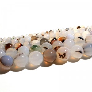 Karoliukai "Baltoji elegancija" (baltasis agatas)