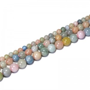 Karoliukai "Aukščiausia klasė 2" (morganitas, naturalus akmuo)