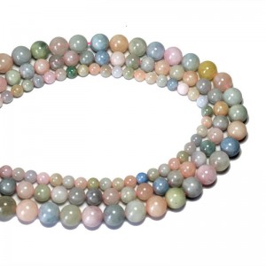 Karoliukai "Aukščiausia klasė 2" (morganitas, naturalus akmuo)