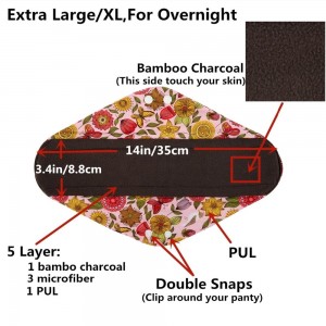 Daugkartinio naudojimo higieniniai įklotai "Švaruolė 14" (5 vnt.)