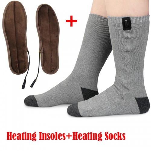 Elektroninės šildančios kojinės "Nebaisi žiema" + šildantys vidiniai batų padai "Lokio letenėlės" (USB, medvilninės)