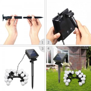 Saulės energija įkraunama girlianda "Baltieji kamuoliukai"