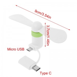 Nešiojamas ventiliatorius "Telefonui 3" (Type C ir Micro USB)