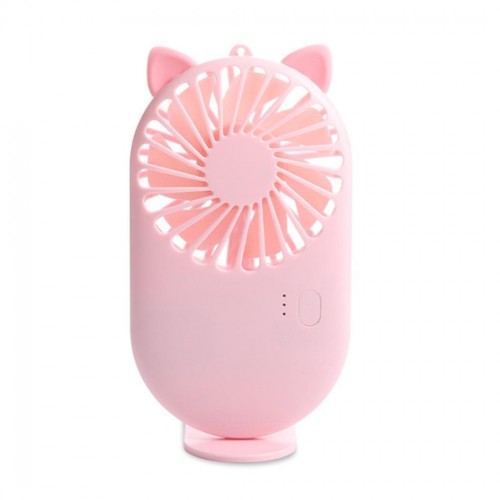 Elektroninis įkraunamas nešiojamas ventiliatorius "Rožinė katytė"