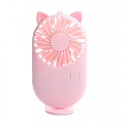 Elektroninis įkraunamas nešiojamas ventiliatorius "Rožinė katytė"