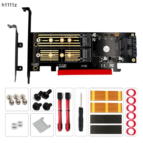 M.2 į PCI-E 3.0 X16 plokštė "Black edition Pro 7" (NVME, NGFF, SSD)