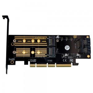 M.2 į PCI-E 3.0 X16 plokštė "Black edition Pro 7" (NVME, NGFF, SSD)