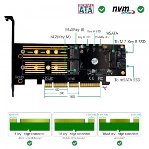 M.2 į PCI-E 3.0 X16 plokštė "Black edition Pro 7" (NVME, NGFF, SSD)