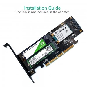 M.2 į PCI-E 3.0 X16 plokštė "Black edition Pro 7" (NVME, NGFF, SSD)