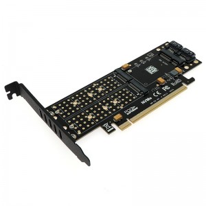 M.2 į PCI-E 3.0 X16 plokštė "Black edition Pro 9" (NVME, NGFF, SSD, AHCI SATA)