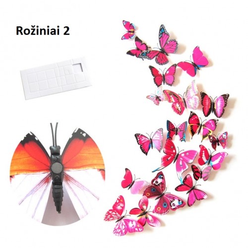 Magnetiniai lipdukai "Rožiniai drugeliai 4" (12 vnt.