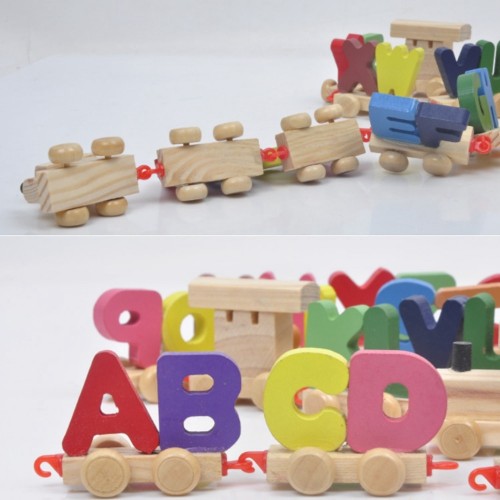 Medinis traukinys su raidelėmis "Traukinukas Nukas 2"