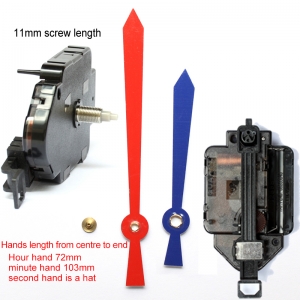 Sieninio laikrodžio mechanizmas Raudonas ir mėlynas kardas (11mm ašis)