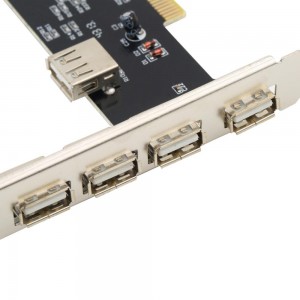 USB 5 lizdų PCI vidinis šakotuvas
