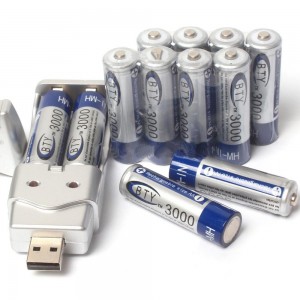 4 įkraunamos BTY 3000mAh AA baterijos